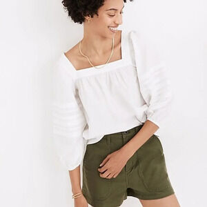 Madewell Square-Neck Pleat-Sleeve Top
